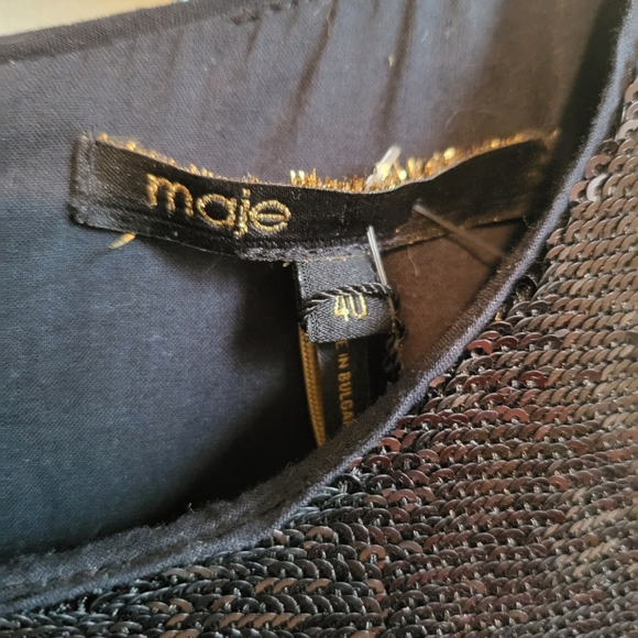 NWT MAJE BLACK/SILVER TWO TONE SEQUIN DRESS - Picture 6 of 10